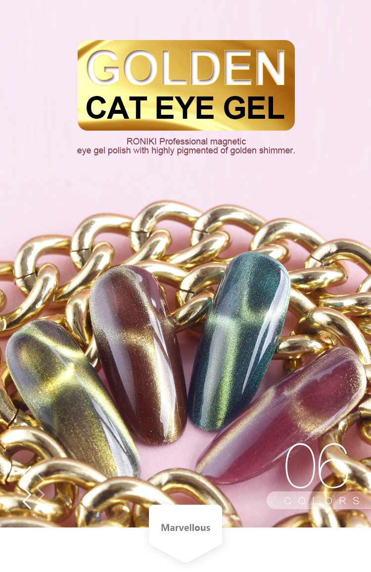 RONIKI 15ml Magnetic Gel Polish Soak Off Golden Cat Eye Gel