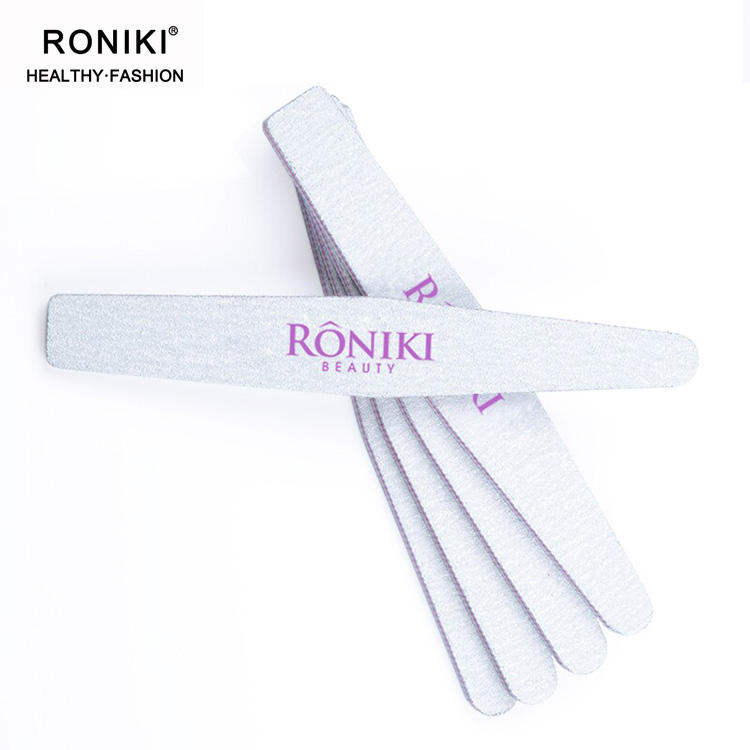 RONIKI Private Label Personalised Custom 80/80 100/180 100 180 pink nail buffer mini Half Moon Nail File With Logo