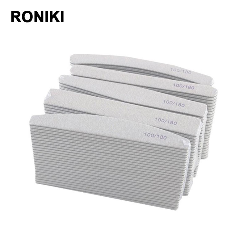 RONIKI Private Label Personalised Custom 80/80 100/180 100 180 pink nail buffer mini Half Moon Nail File With Logo