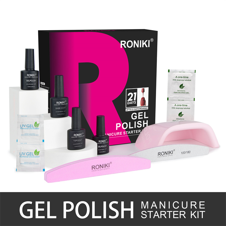 RONIKI Custom Nail Uv Gel Kit With Lamp Oem Color Private Label Gel Polish Set