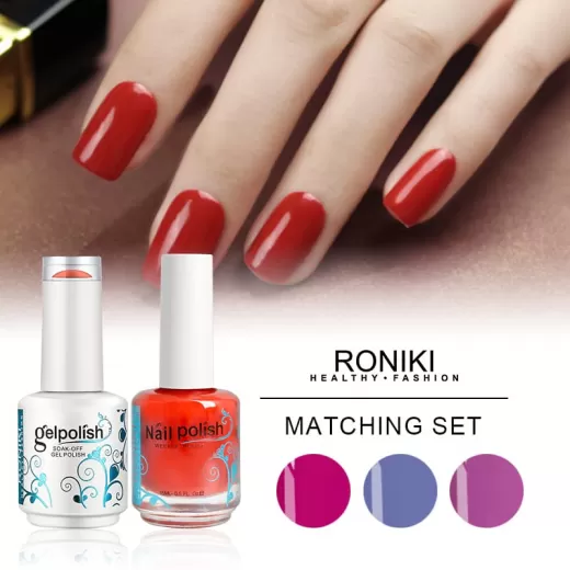 RONIKI Private Label UV Led Matching Color Gel Polish And Nail Polish Set