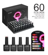 RONIKI Nails Polish Colour Uv Gel Set 60pcs Nail Art Salon Base And Top Coat Enamel Varnish Uv Gel Polish Set