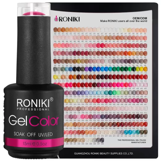 RONIKI Free sample design color wholesale product gel nail polish bottle 15ml soak uv gel nail polish OEM private label